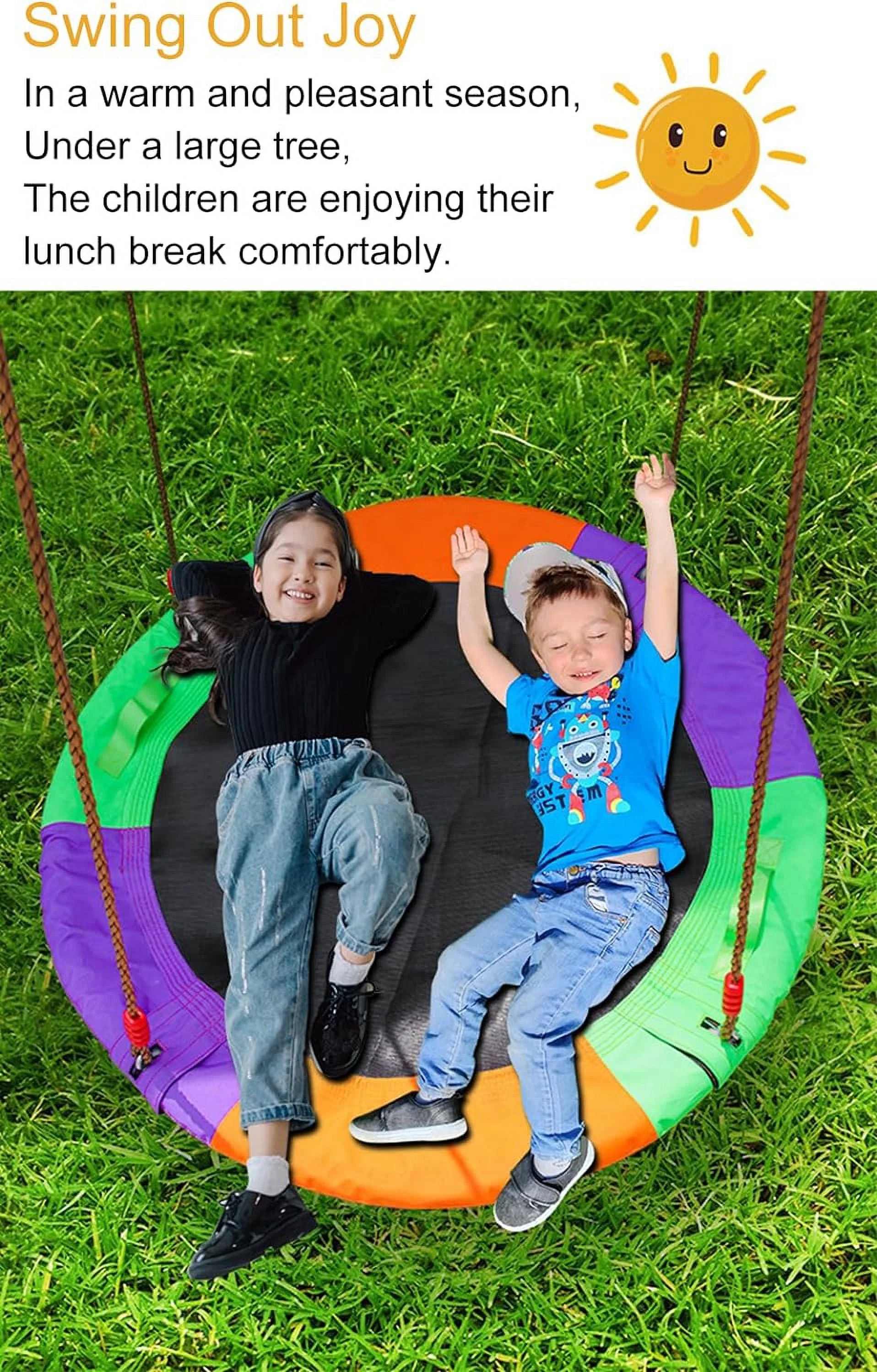 40-inch Saucer Swing Outdoor for Kids - Strong Sturdy Tree Round Swings for Backyard Playground Fun - Kids Gift for Birthday, Holidays - Multi-Color