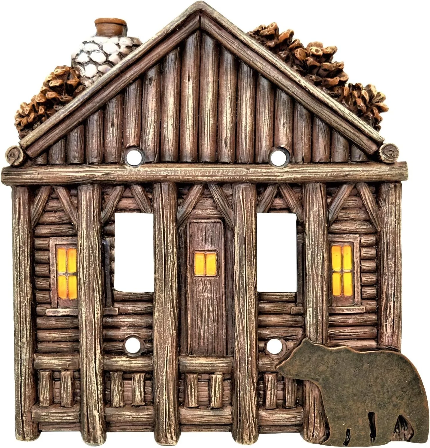 Cozy Cabin With Bear Double Switch Cover Cabin Lodge Home Décor