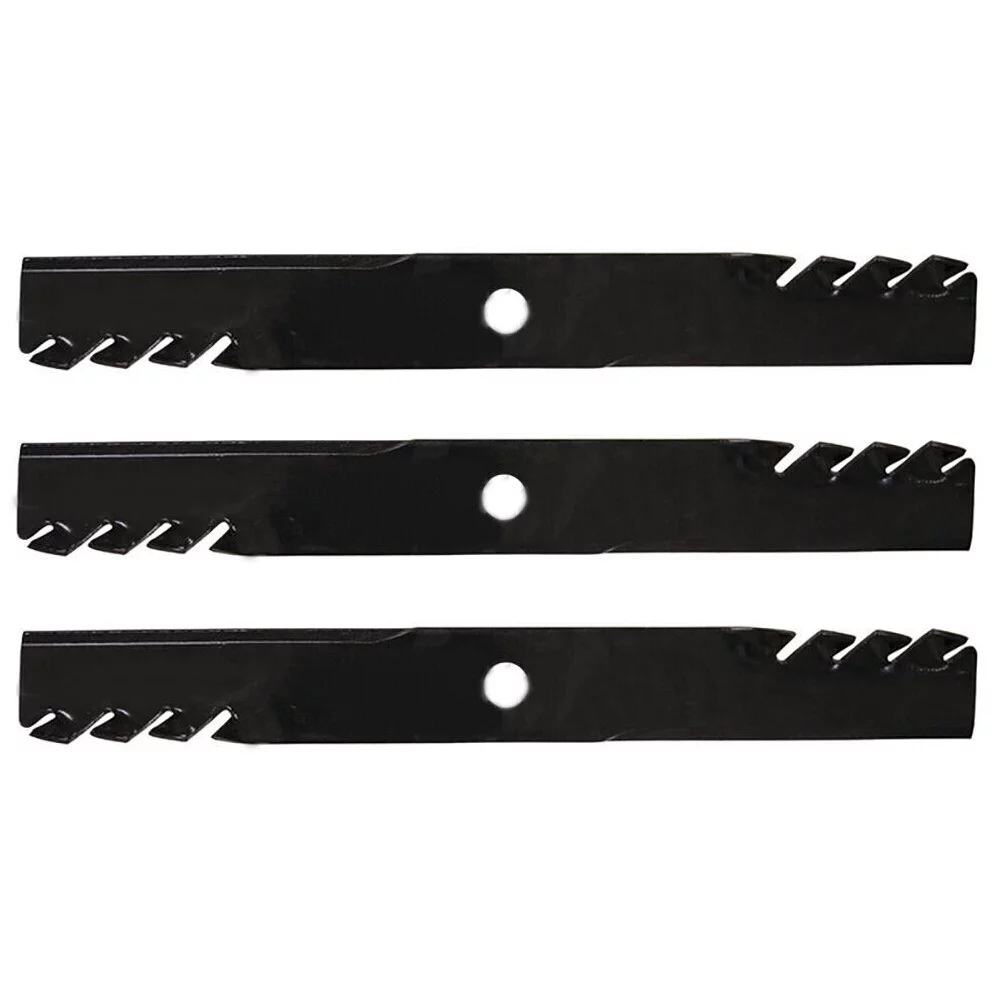 (3) Toothed Mulching Mower Blades Fits John Deere EzTrak Z445 Z655 with 54