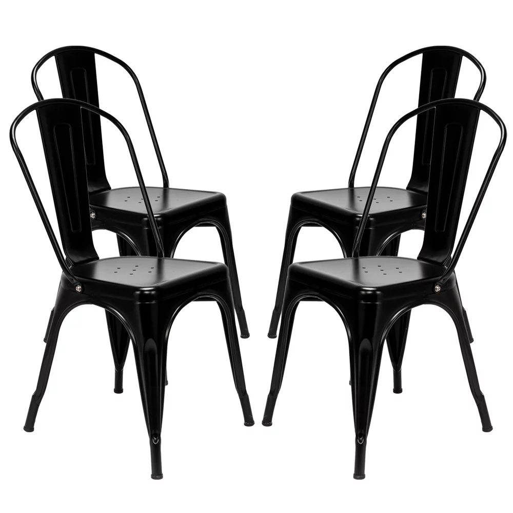 Zimtown Set of 4 Dining Chairs Industrial Metal Stackable Cafe Side Chair