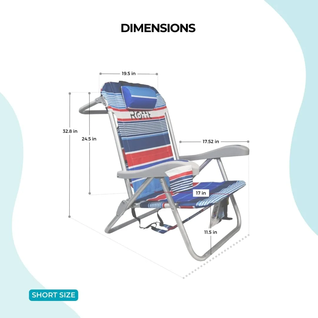 Heavy Duty Beach Chair 6 Positions Reclining for Adults Folding Lightweight with Backpack Straps Cooler Cup Holders Big Storage Pillow and Towel bar Lay Flat Position