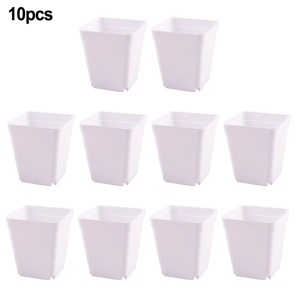 10pcs Succulent Small Square Flower Pot Plastic Frosted Square Pot Garden Tools