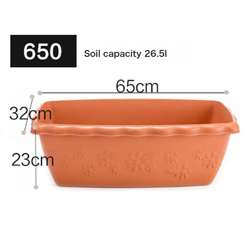 Elysee Pattern Flower Pot Bashing Courtyard Balcony Green Flower Pot Potted Plants Durable Beauty View Long Basin Long Pot Holder 550 Shallow Meters In Three Medium-Resin