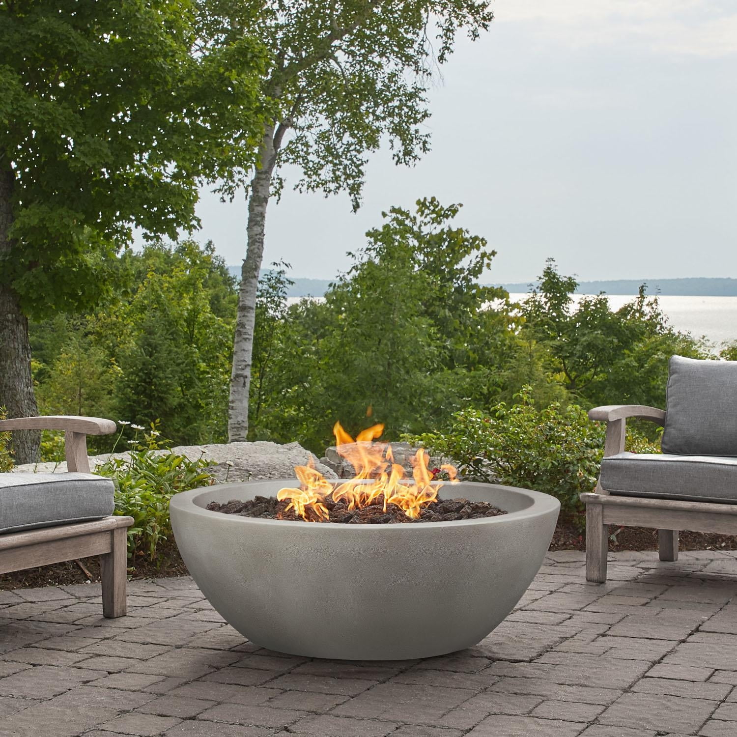 Eldora 42 Inch Round GFRC Concrete Natural Gas Fire Bowl in Shade By BBQGuys Signature