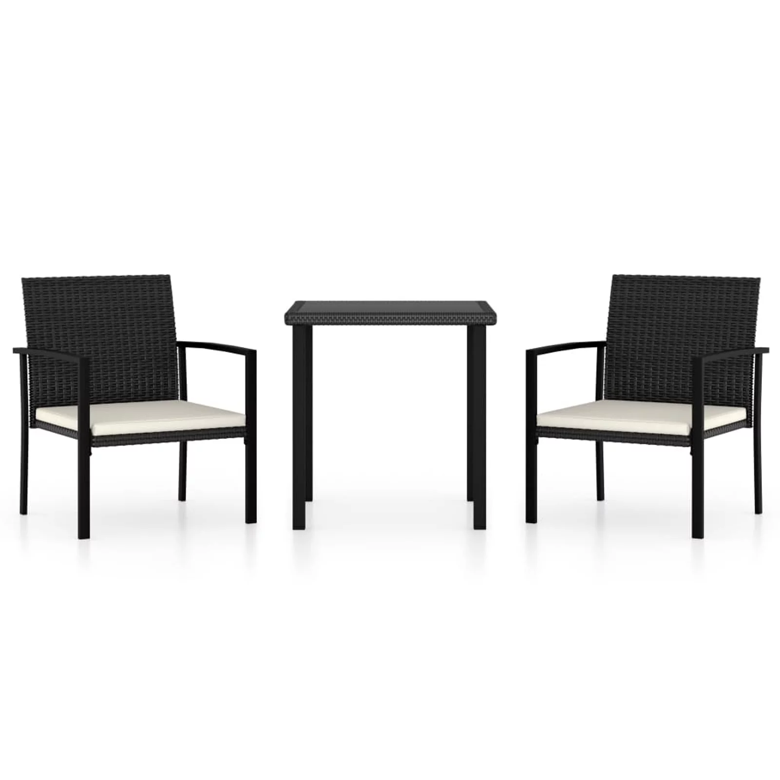 Suzicca 3 Piece Garden Dining Set Poly Rattan Black