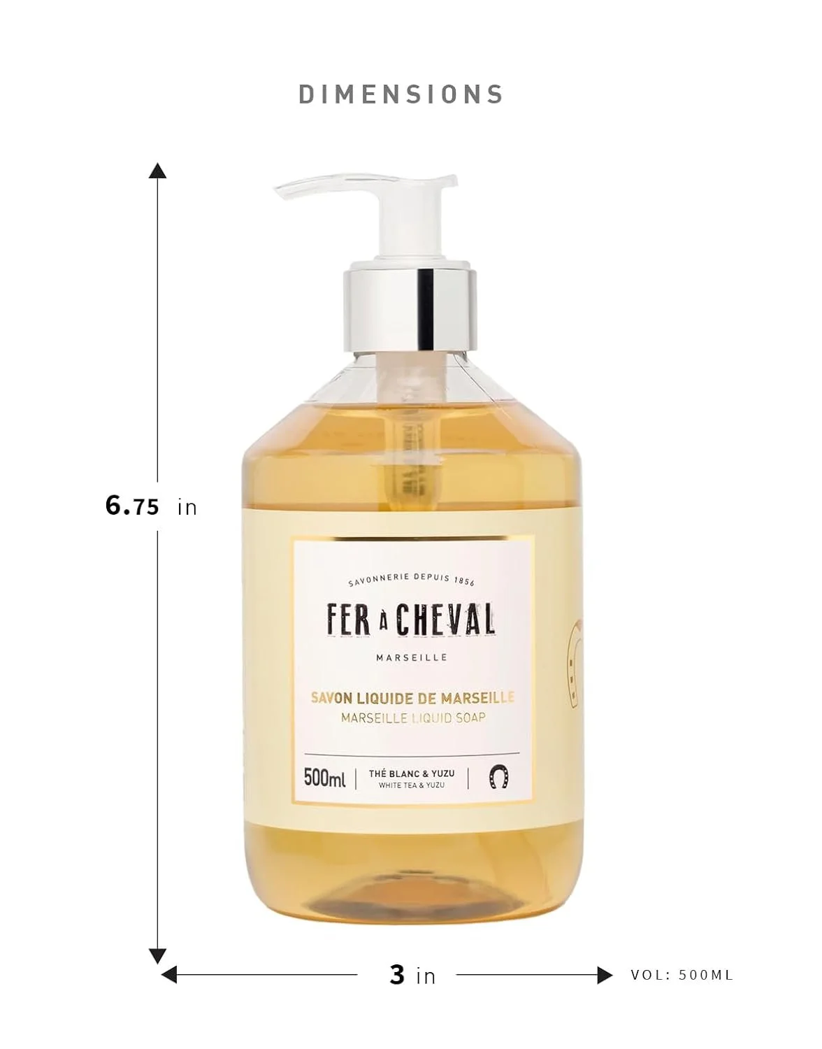 Fer  Cheval White Tea & Yuzu Marseille Liquid Soap  Shea Butter & Sweet Almond Oil, Luxurious Hydration, 97% Natural Ingredients - Set of 2
