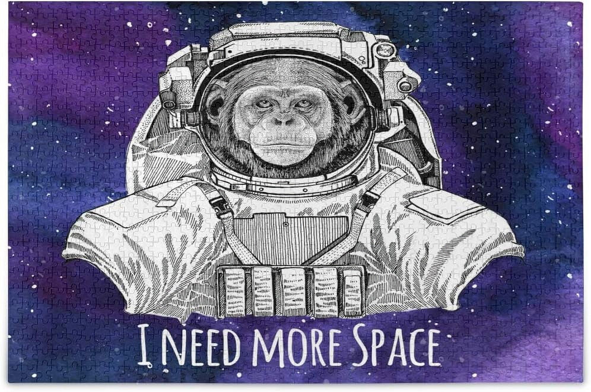 500 Piece Puzzles for Adults Watercolor Galaxy Animal Astronaut Chimpanzee Monkey Jigsaw Puzzle Perfect for Game Nights, Every Piece is Unique