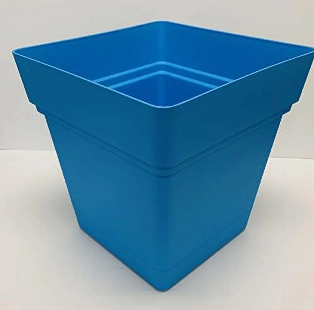 Garden w/Wheels, Large (14.5inW x 15inH), (Light Blue) - Colorful, Flower , Planter