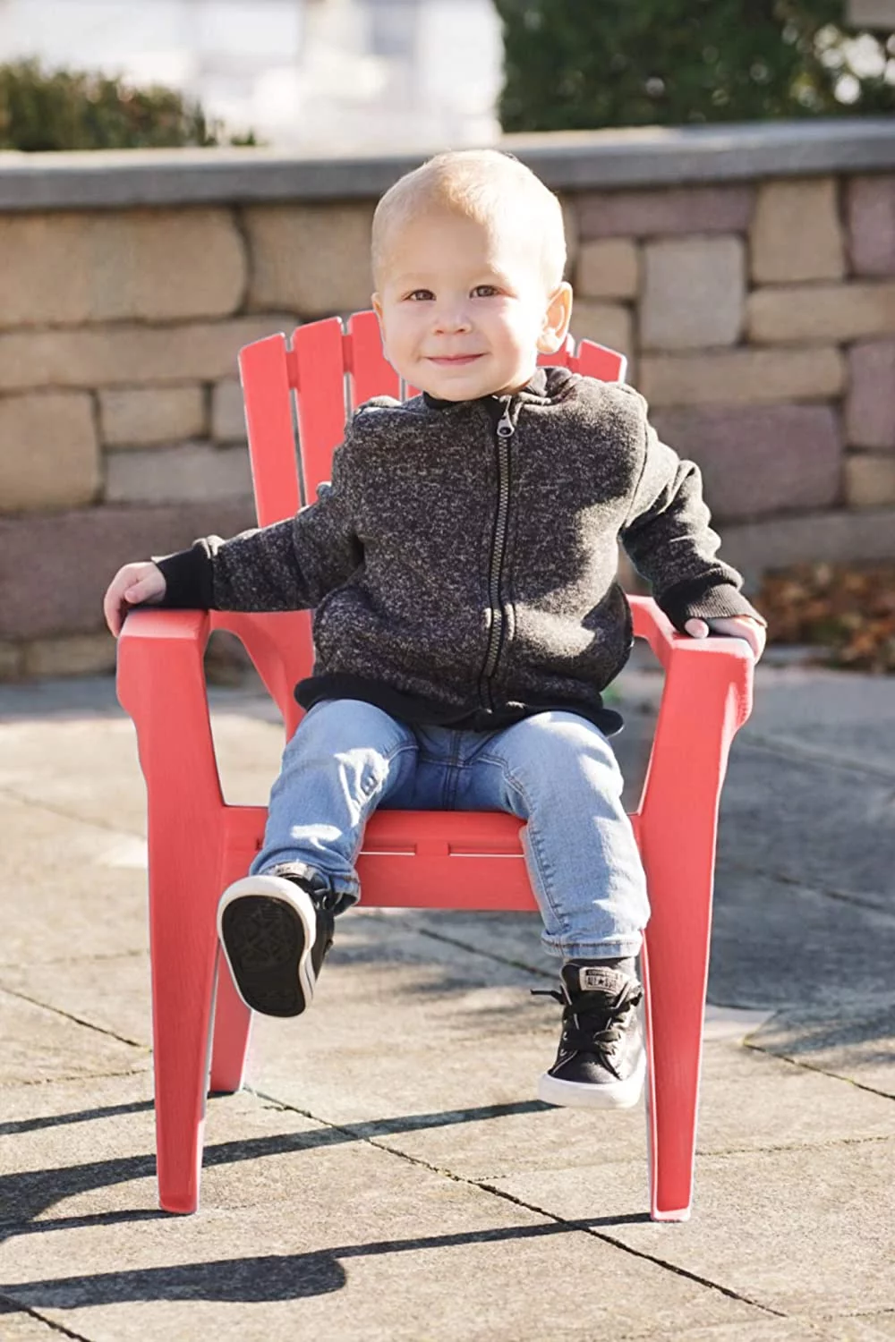 Kids Red Plastic Adirondack Chair, Perfect Patio Chair, Red