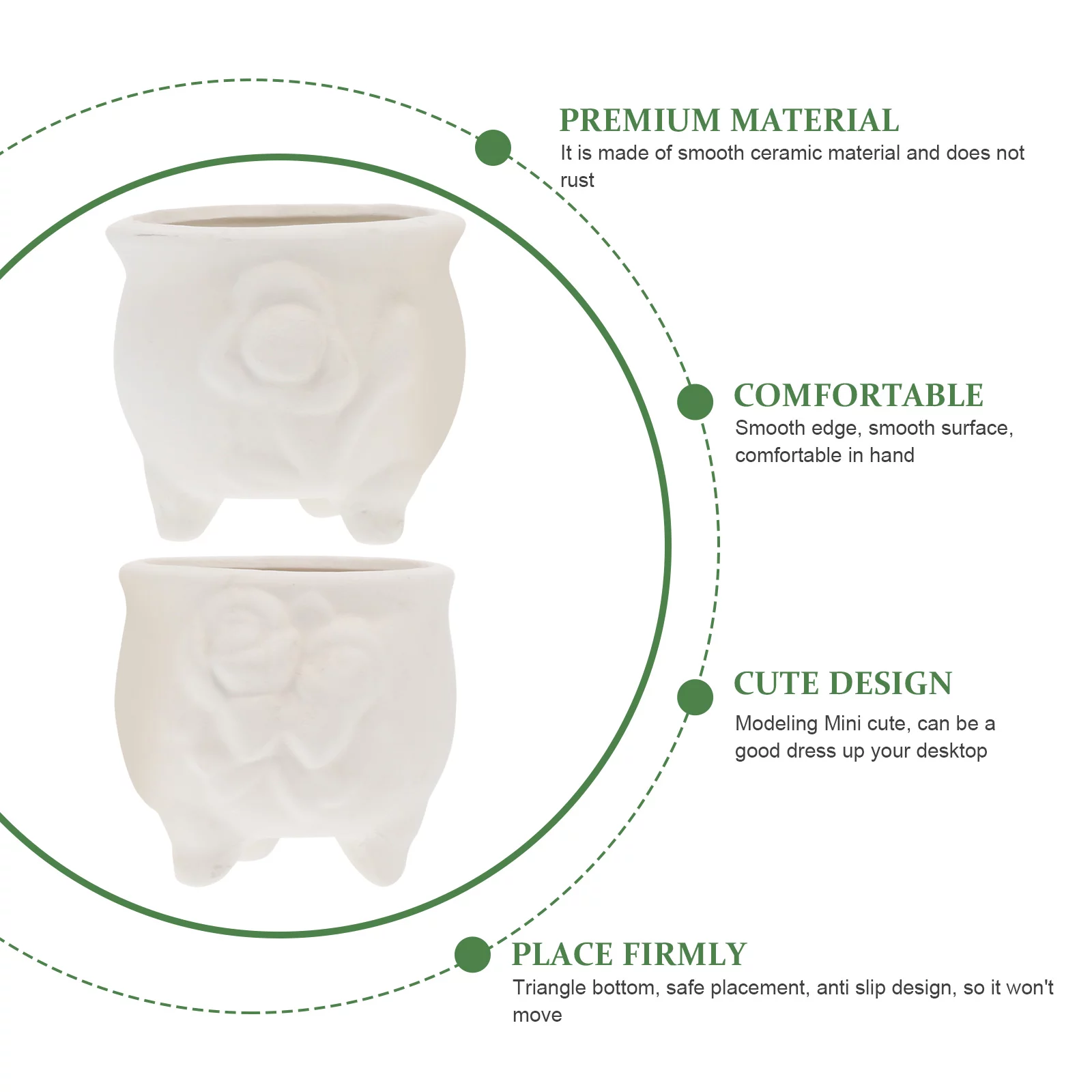 2Pcs DIY Ceramic Flowerpots Paintable Pots Graffiti Garden Planters Kid Toys