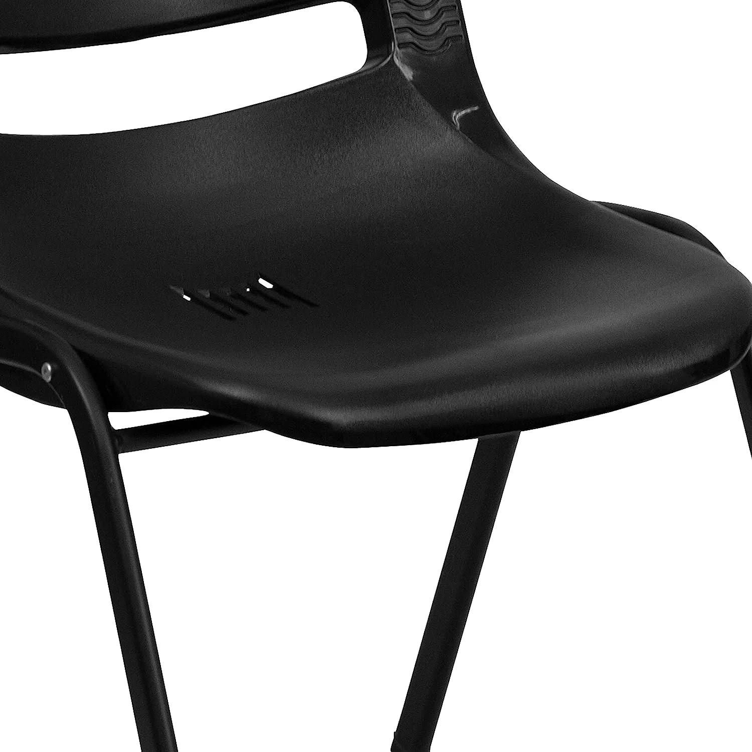 Black Ergonomic Shell Stack Chair - Black Frame And 14
