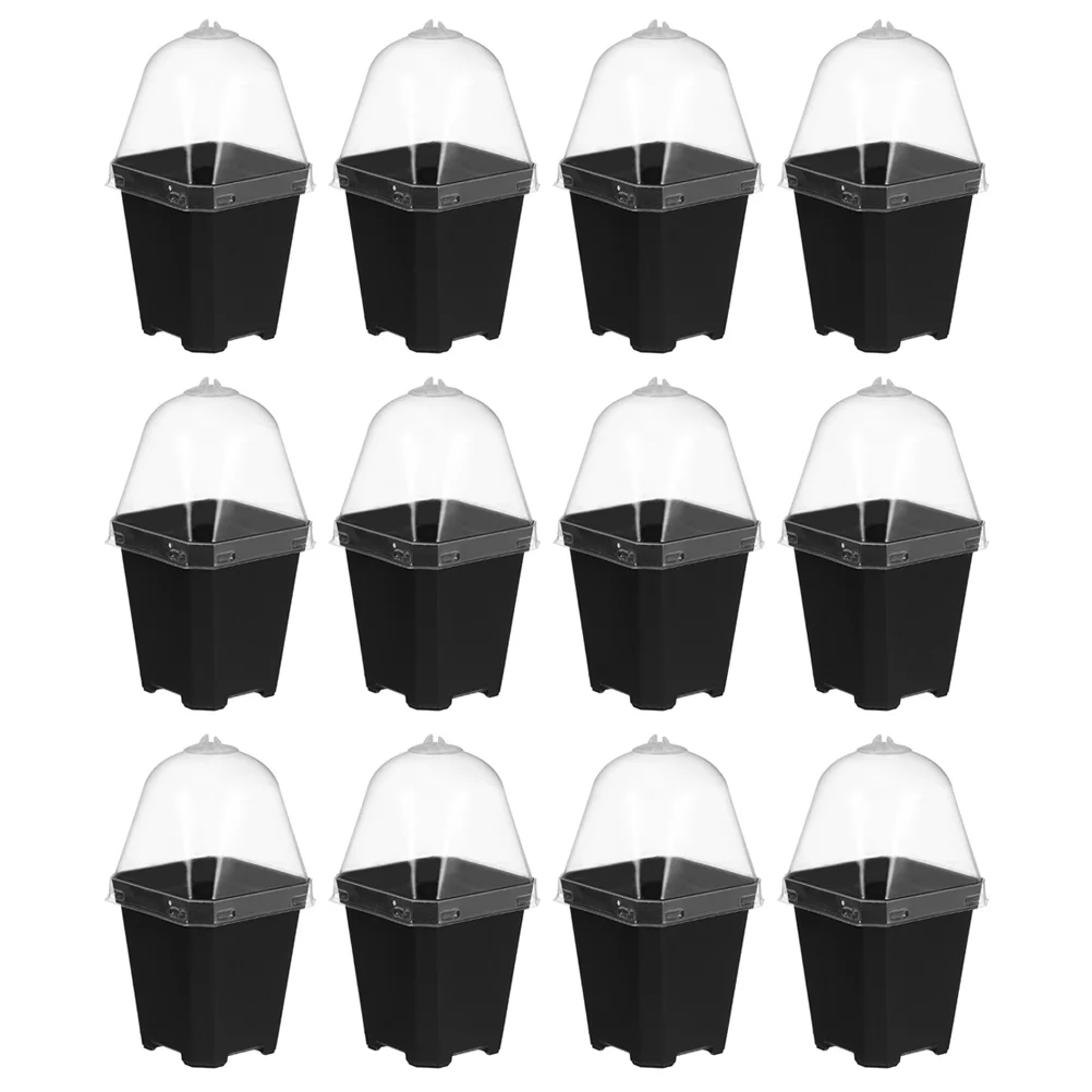 12 Sets Stuffy Flower Pots Orchid Planter Propagator Tray Hydroponic Container Halloween Seedling Plastic