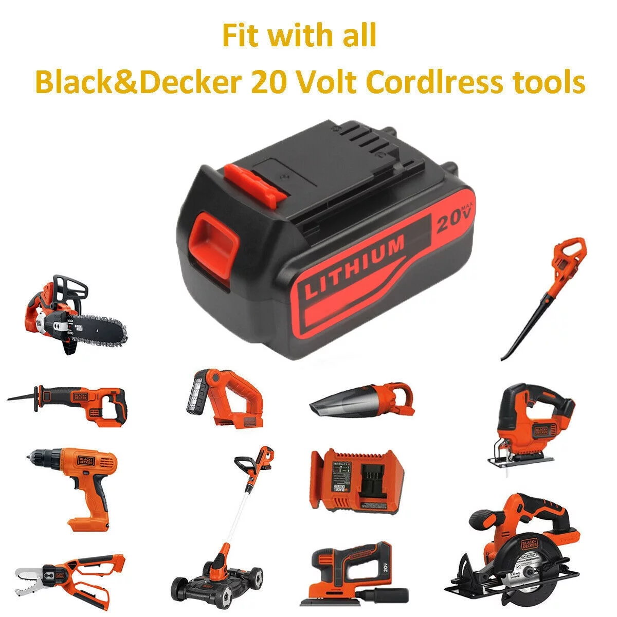 Vanon 6.0Ah for Black & Decker 20V Lithium Ion Battery LBXR20 LB20 LBX20 LB2X4020