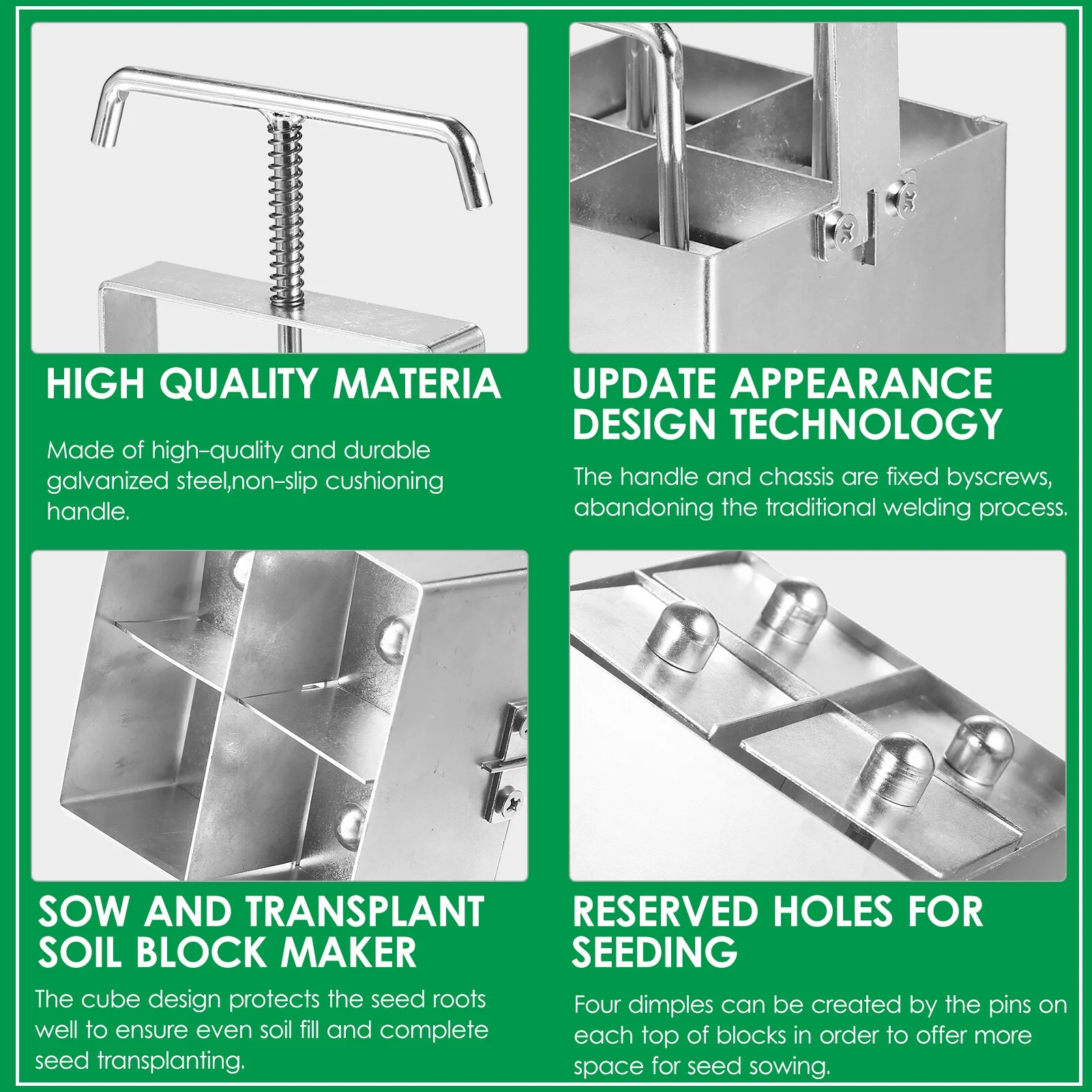 Handheld Soil Blocker 2-Inch Soil Block Maker Soil Blocking Tool with Dibbles Dibbers for Garden Cultivate seedlings and cultivate soil