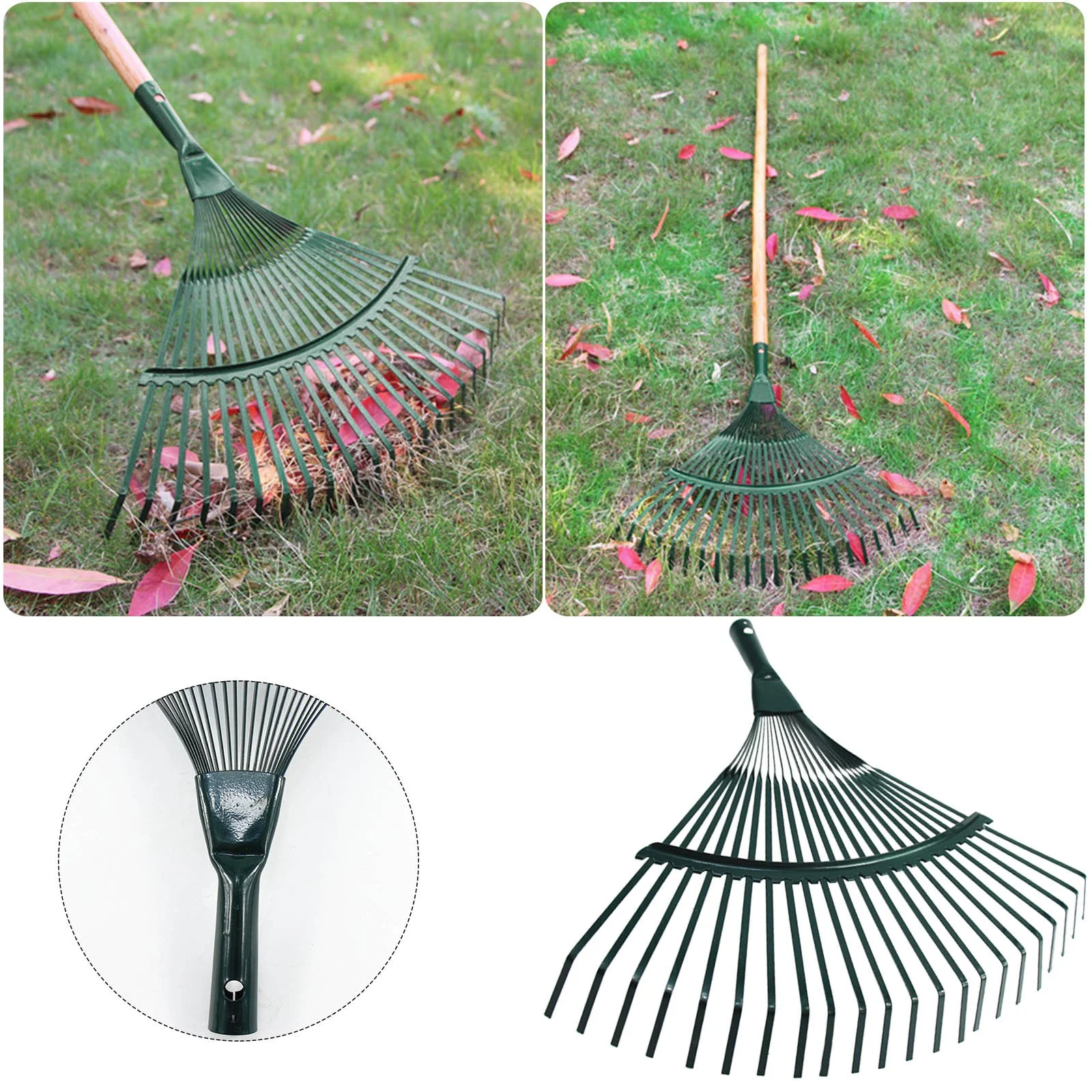 Rake 22 Tooth Rake Wooden Handle Dead Leaf Rake Wire Rake Garden Rake Garden Tool