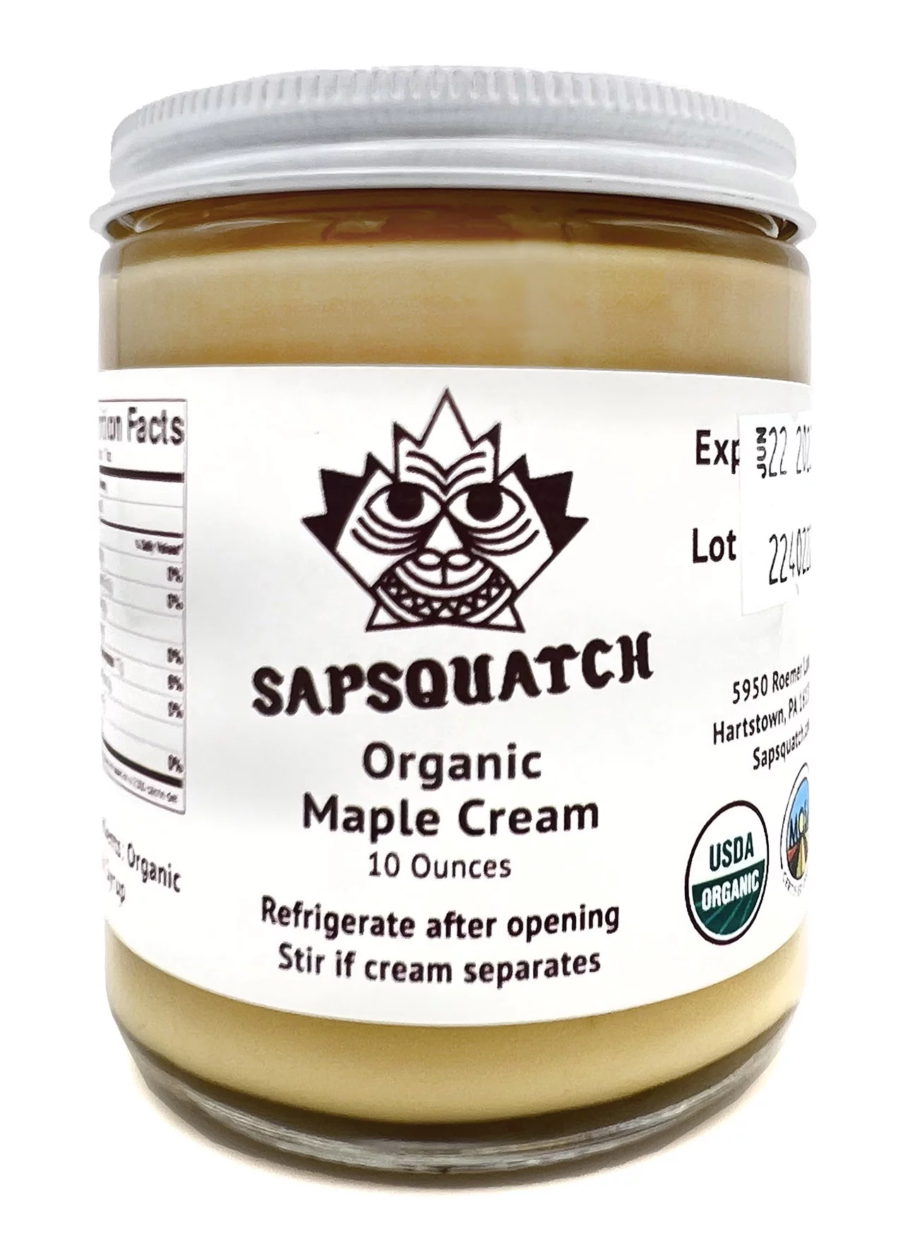 Sapsquatch Organic Maple Cream - 10 Ounces - Pure Maple Cream Butter Spread