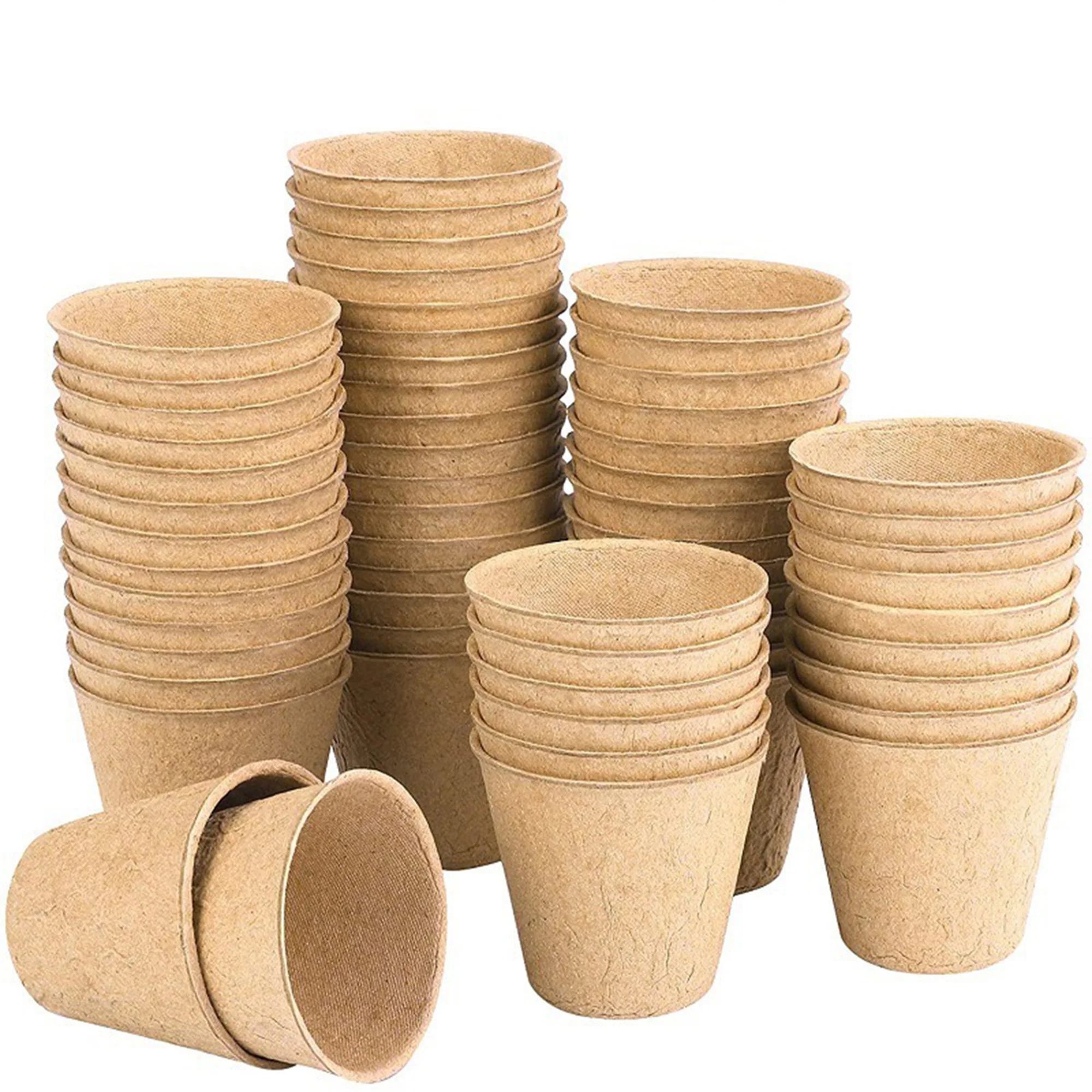Sprifallbaby Small Round Fibre Pots Biodegradable Seed Seedling Pots for Tender Rooted Vegetable Seedlings