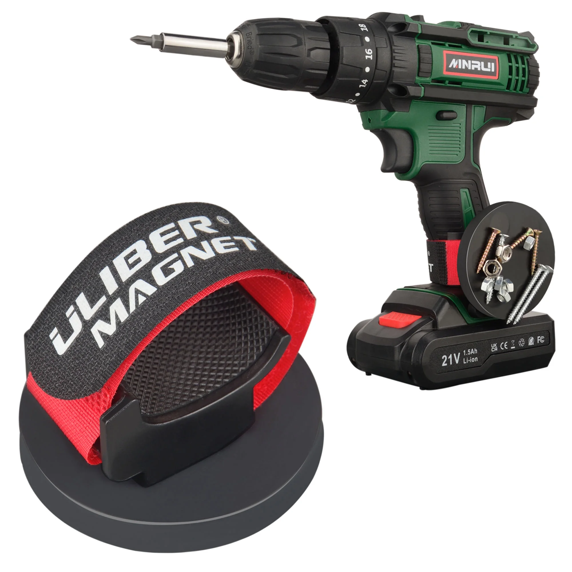 ULIBERMAGNET Heavy Duty Magnetic Drill Clip Holsters,1 SET Tool Storage Holder with Magnet,Strong Magnetic Clip for Cordless Power Tools,Screws,Nails,Screw Driver,Drill Bit,Wrench,Metal Accessories