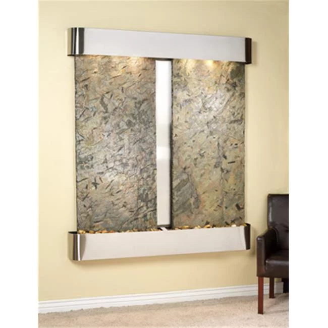 Adagio CFR2002 61 x 69 Inch Cottonwood Falls Rounded Stainless Green Slate Water Feature