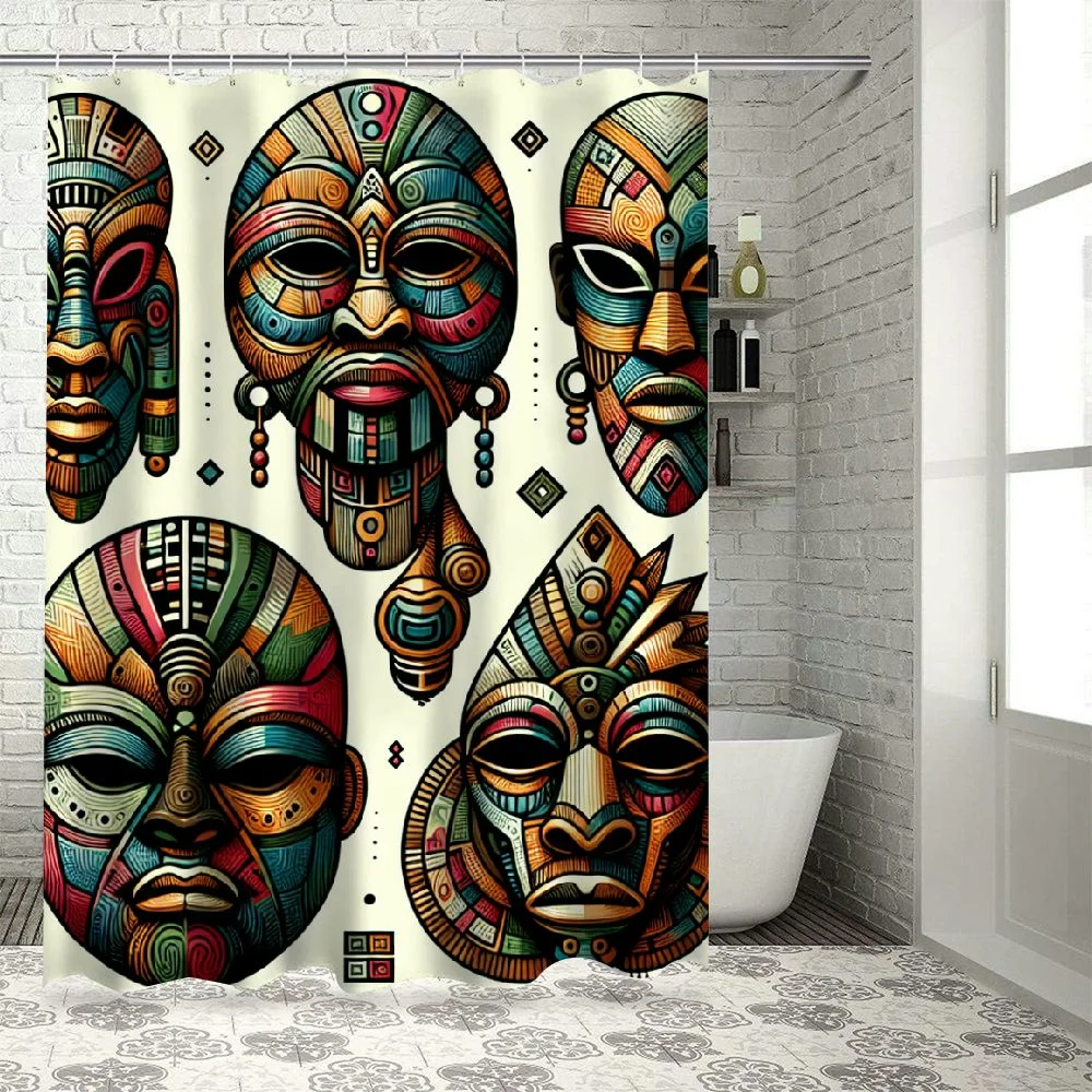 Lzatpd Shower Curtain, Designs Aborigine Art Patterns Cultural Print, Cloth Fabric Bathroom Decor Set with Hooks, Plum Orange