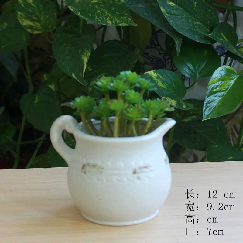 Snowflake Glaze Ceramic Succulent Planter - Nordic Style Rabbit Flower Pot - Ceramic Desktop Planter