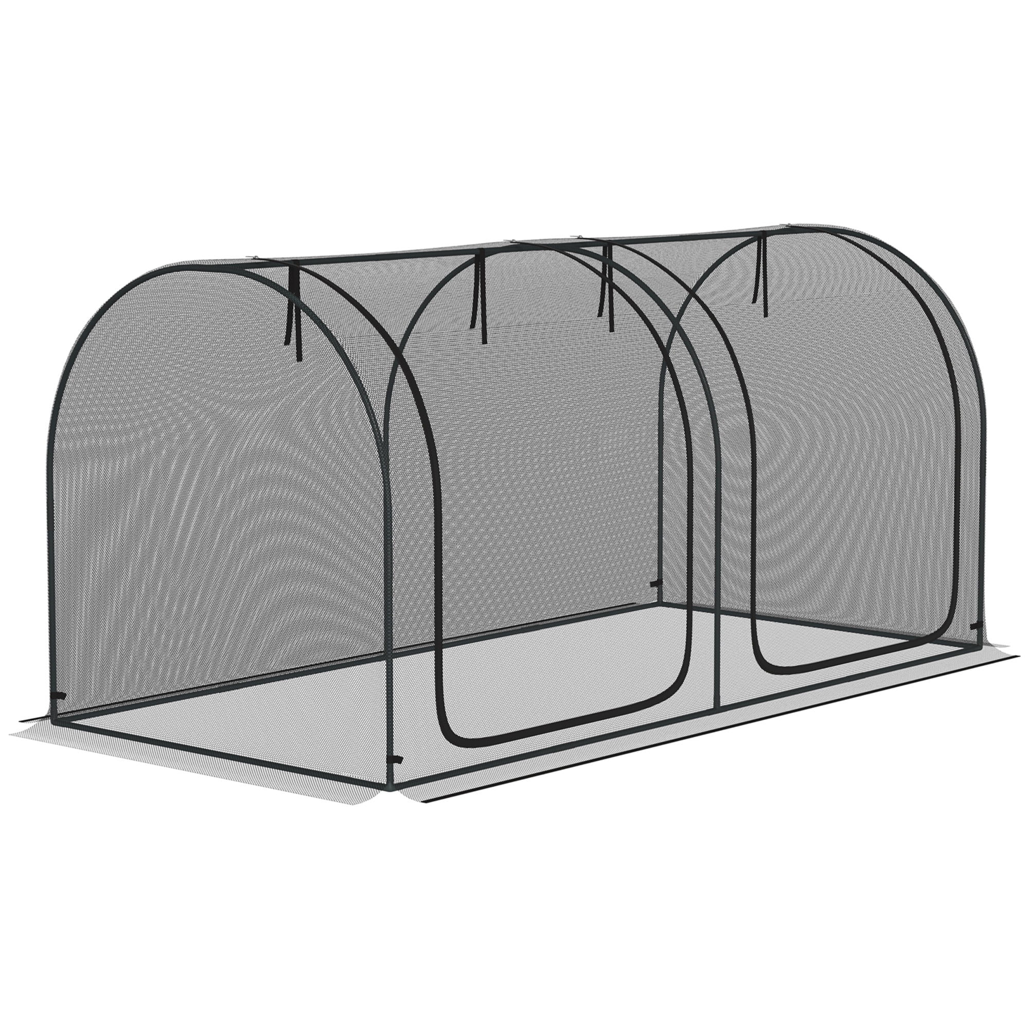 Outsunny 8 x 4ft Crop Cage with Two Zippered Doors and Storage Bag, Black