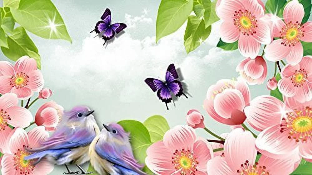 Flowers, Butterflies & Birds Spring Edible Icing Image 1/4 Sheet