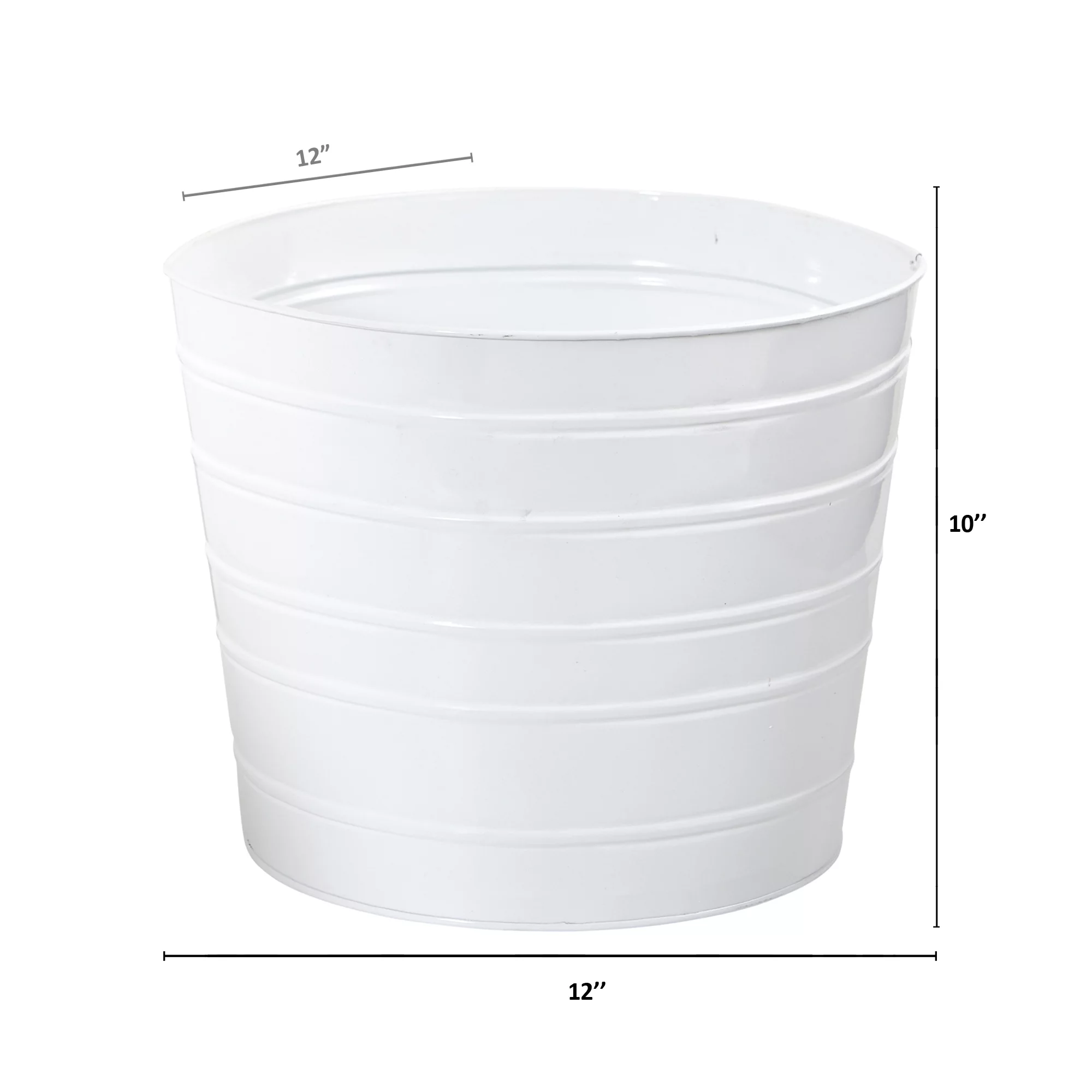 Nearly Natural 12in. Farmhouse White Metal Ribbed Planter