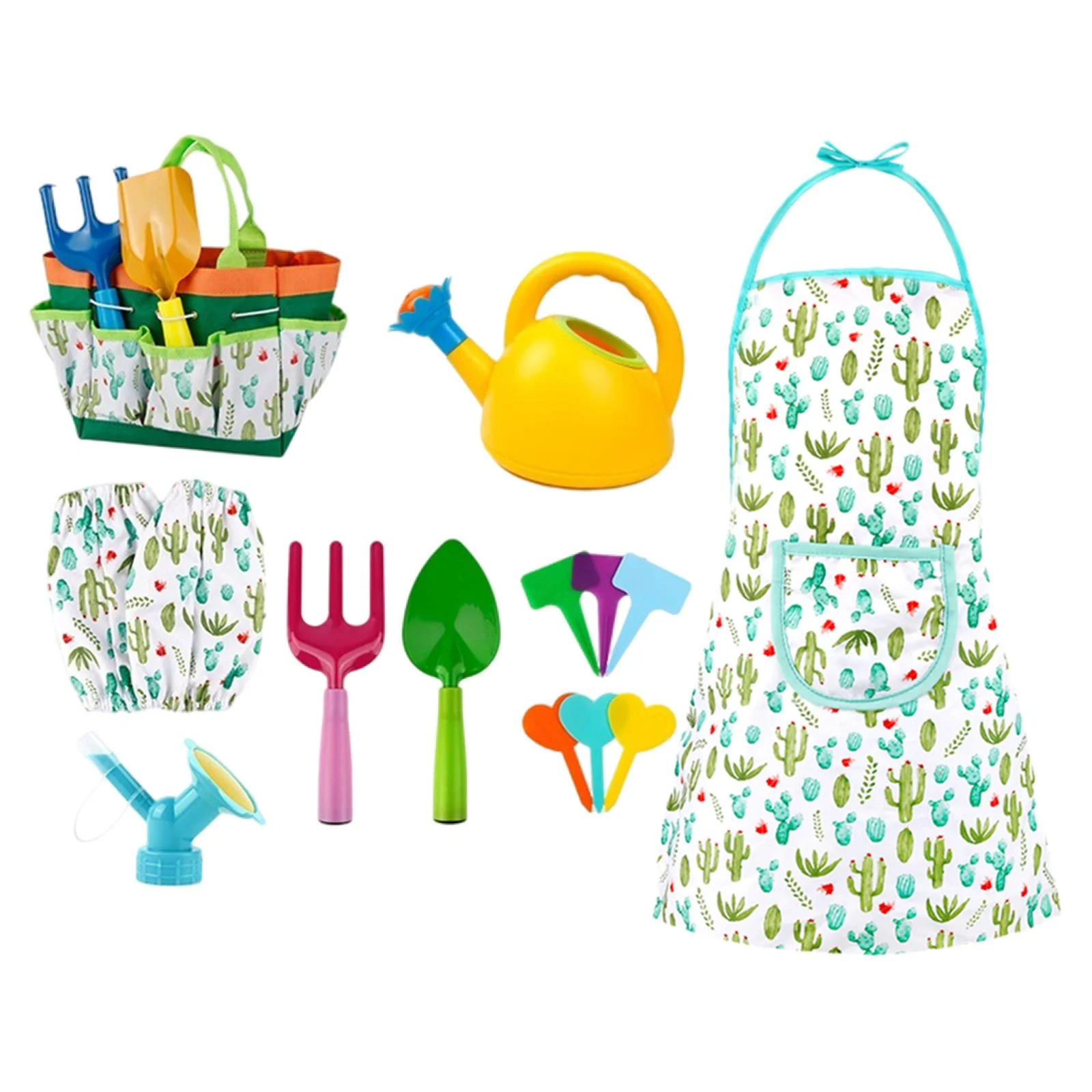 Lightweight Kids Garden Tool Sets, Rake Spade Storage Organizer Watering Can Hand Tools Gloves with Bag Plant Tool for Toddlers Ages 3+ Kids