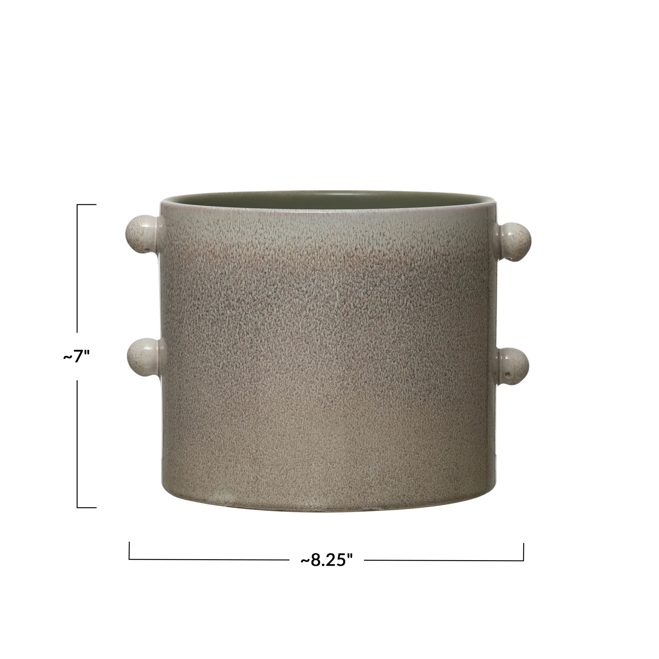 Creative Co-Op Round Stoneware Planter with Reactive Glaze, Cream