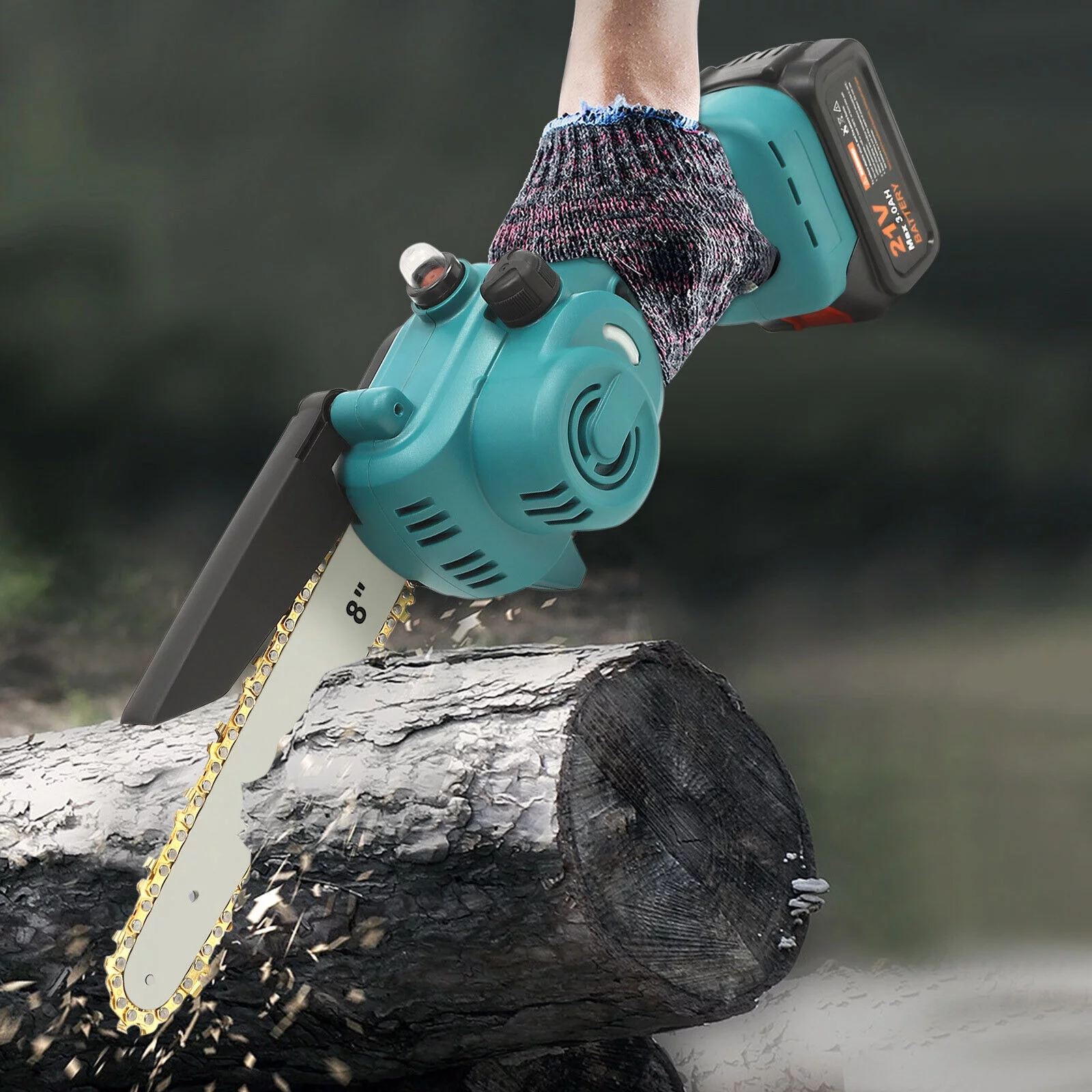Miumaeov 8 inch Electric Mini Chainsaw One-Handed Portable Cordless Chain Saw Wood Cutter W/2 Battery 3000RPM