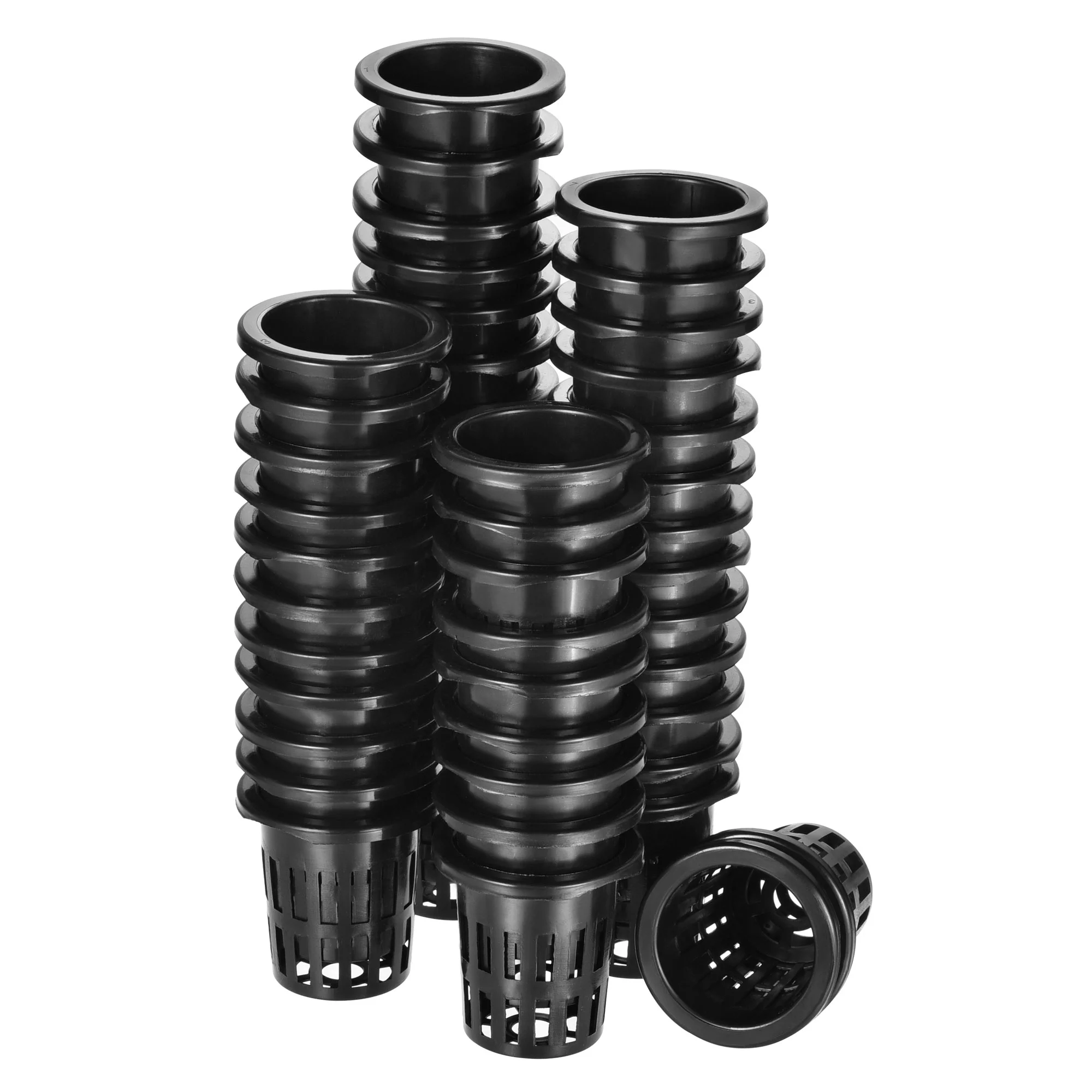 Uxcell 2'' Garden Slotted Mesh Cups Hydroponic Net Pots Plastic Black 75pcs