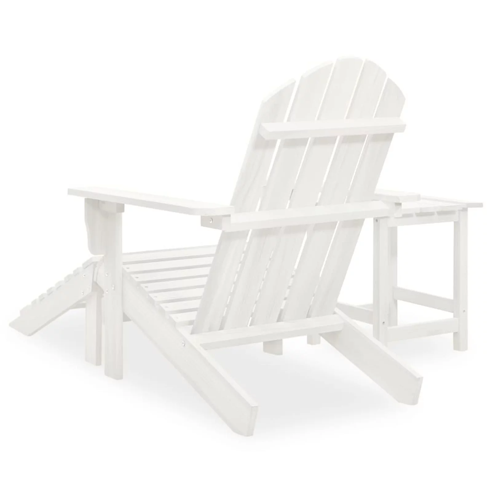 Walmeck Patio Adirondack Chair with Ottoman&Table Solid Fir Wood White