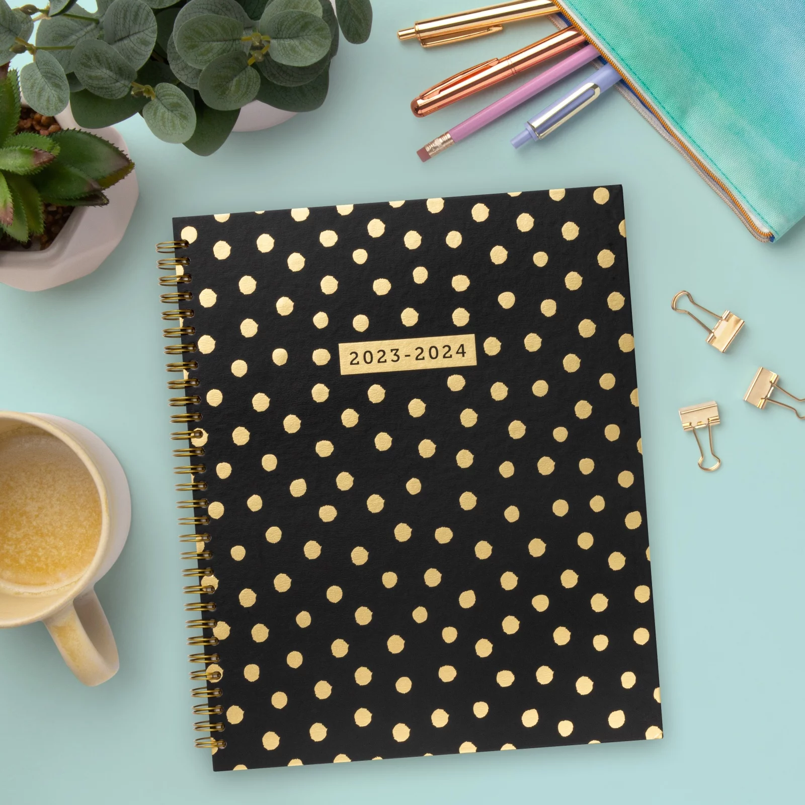 2023-2024 Mintgreen Weekly/Monthly Spiral Planner, 8.5