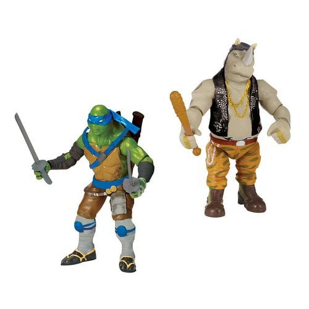 Teenage Mutant Ninja Turtles Movie 2 Hero vs Villain Basic Figure 2-Pack, Leonardo vs Rocksteady