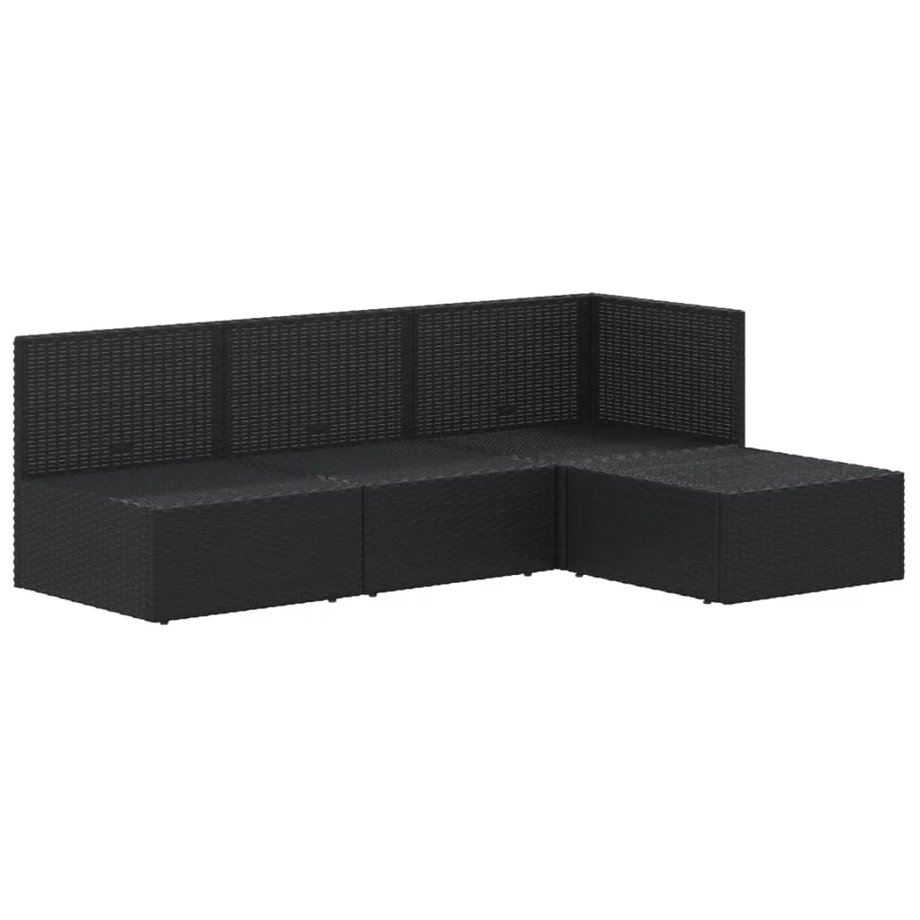 Dcenta 4 Piece Patio Set with Cushions Black Poly Rattan