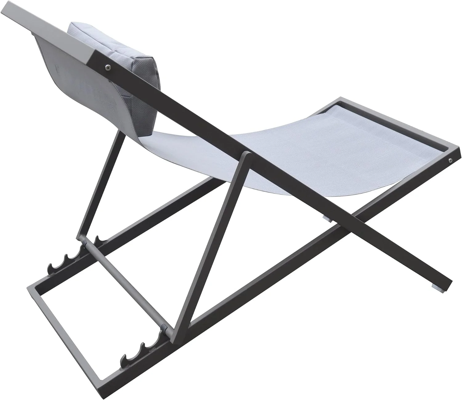 Patio Aluminum Deck Chair, Grey Powder Coated Finish