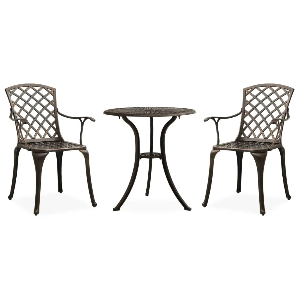 3 Piece Bistro Set Cast Aluminum Bronze