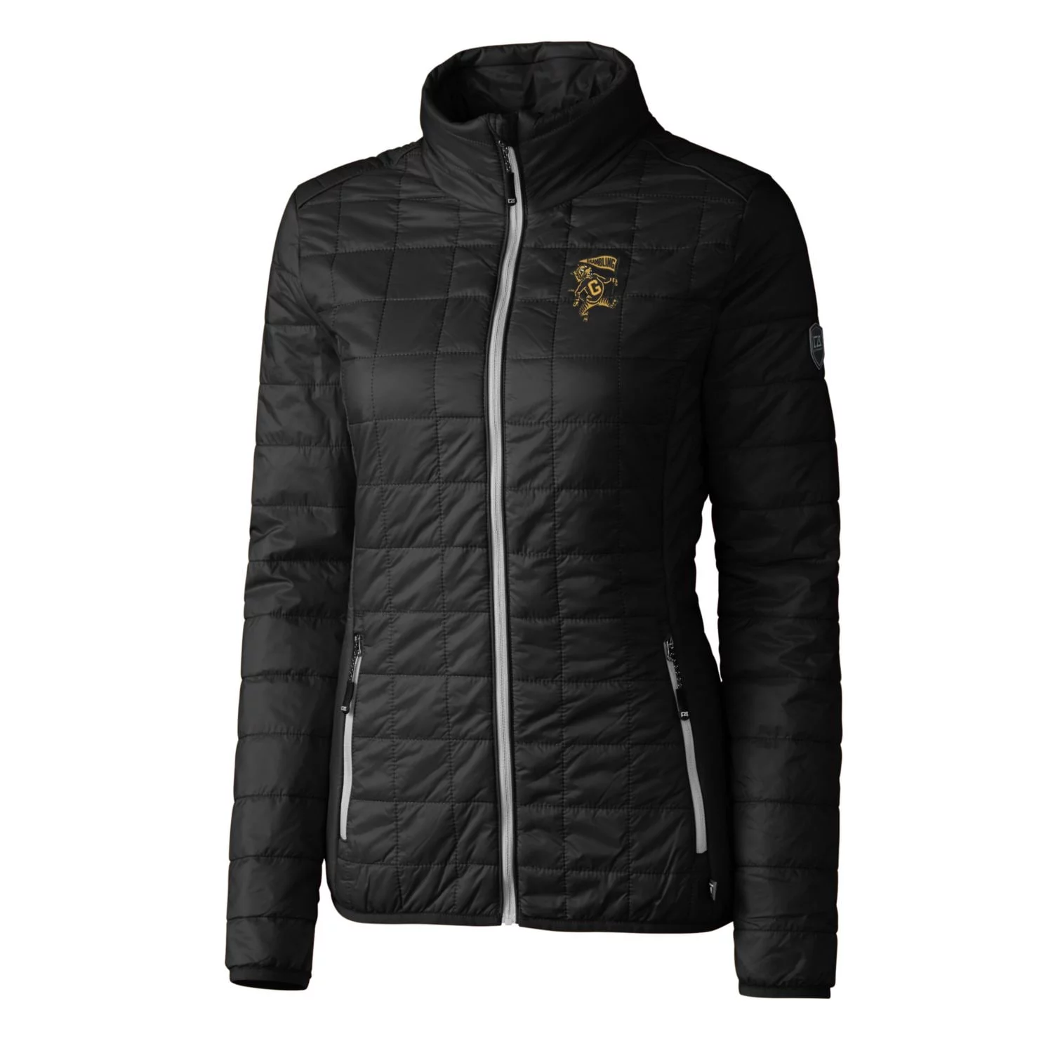 Women's Cutter & Buck Black Grambling Tigers Vault Rainier PrimaLoft Eco Insulated Full-Zip Puffer Jacket