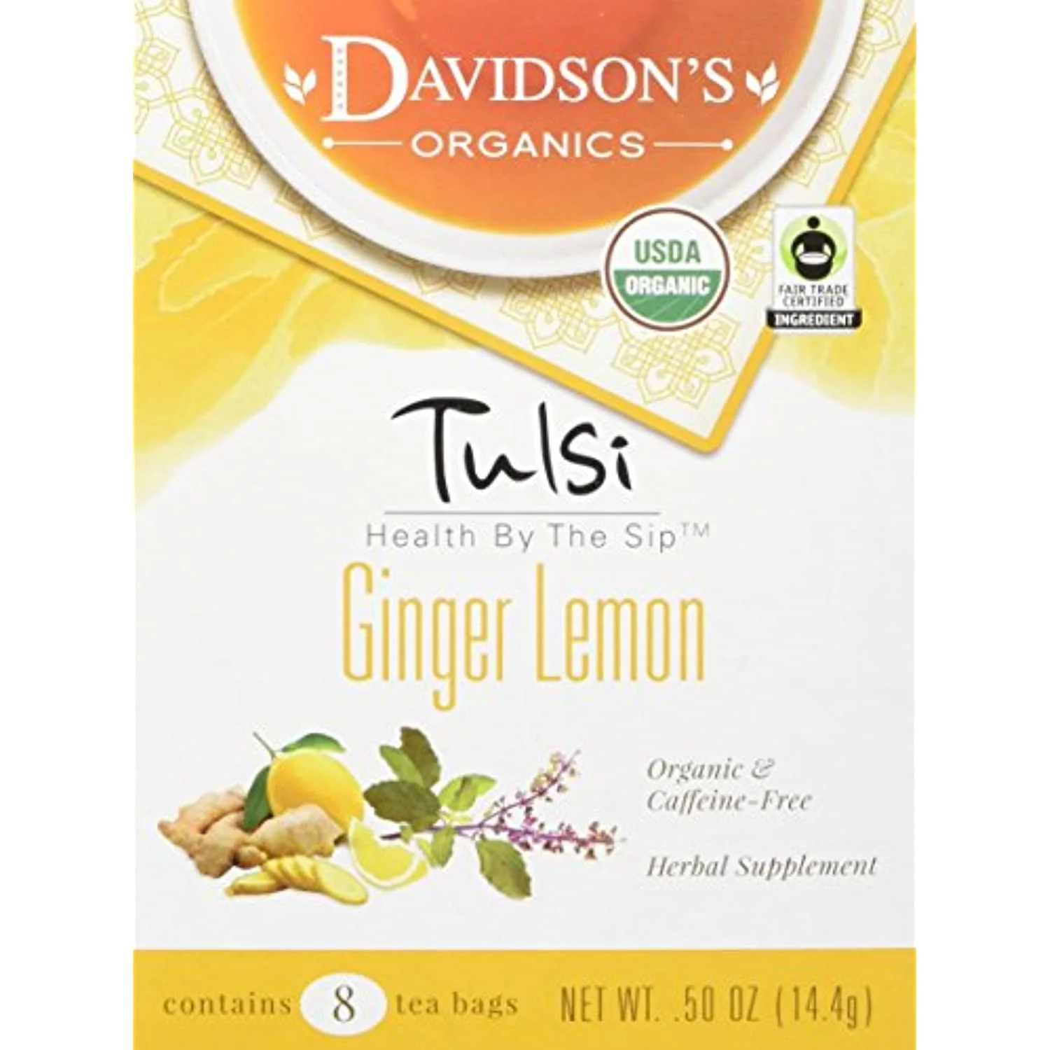 Davidsons Tea Tulsi Ginger Lemon, 8-Count Tea Bags (Pack Of 12)