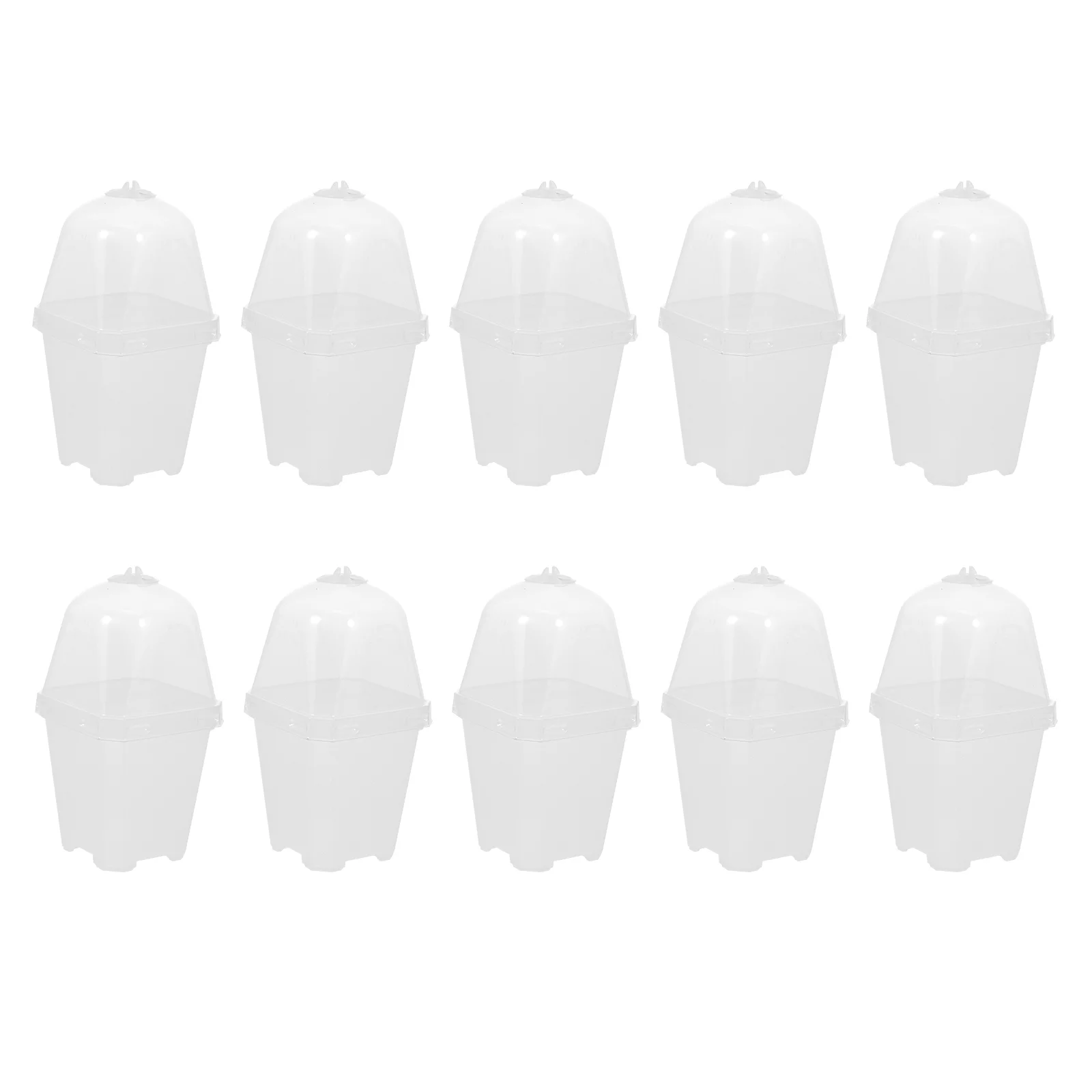 Guichaokj 10 Sets Plant Germination Plastic Cups Plant Growing Boxes Nursery Sowing Pots with LIds