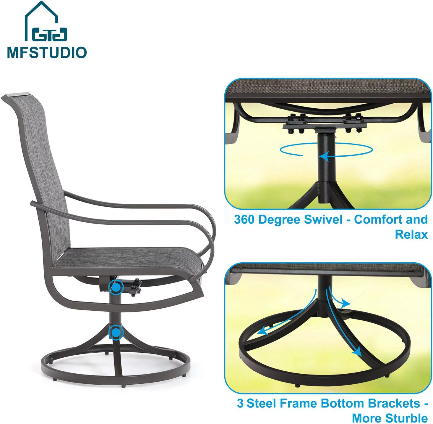 Carolina Outdoor Acacia Sofa Set  4-Pcs Set  Brown Patina + Cream Cushion