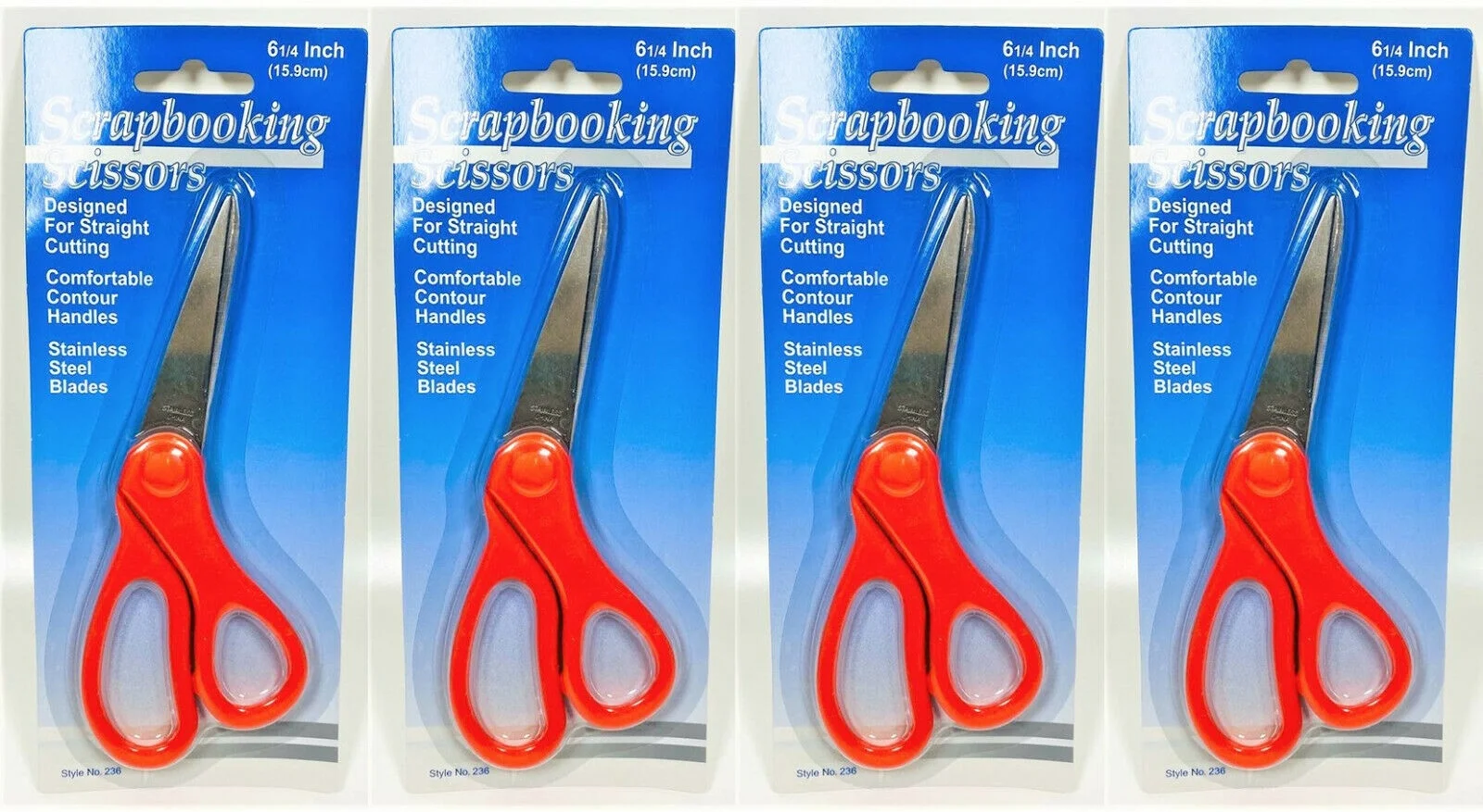 LOT OF 4 Scrapbooking Lightweight Scissors, 6 Inch (RED)