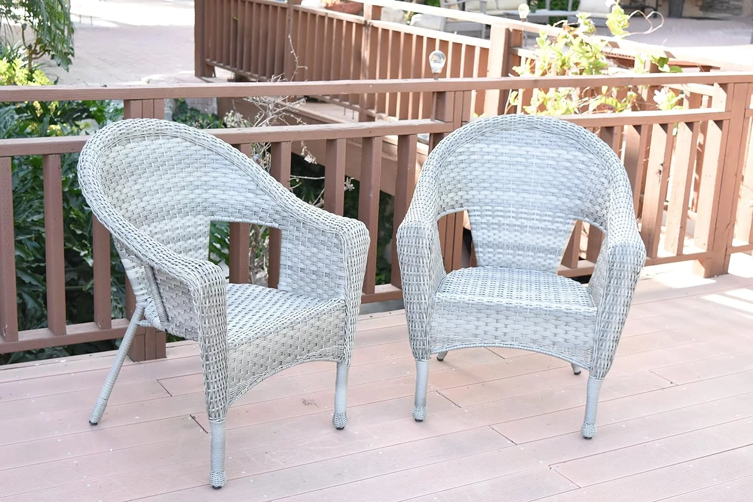 Set Of 2 Grey Resin Wicker Clark Single Chair Without Cushion