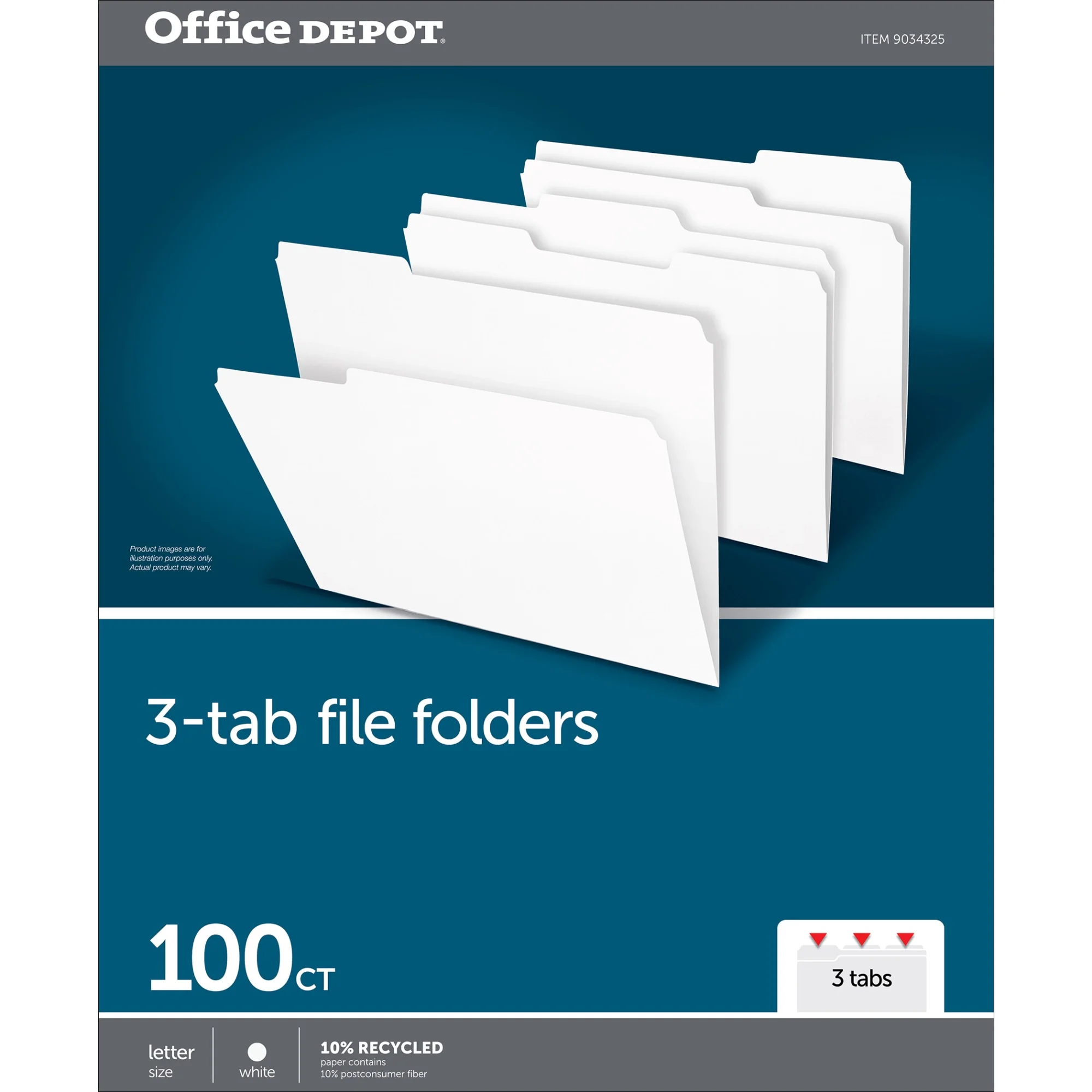 Office Depot® Brand File Folders, 1/3 Cut, Letter Size, White, Box Of 100 Folders