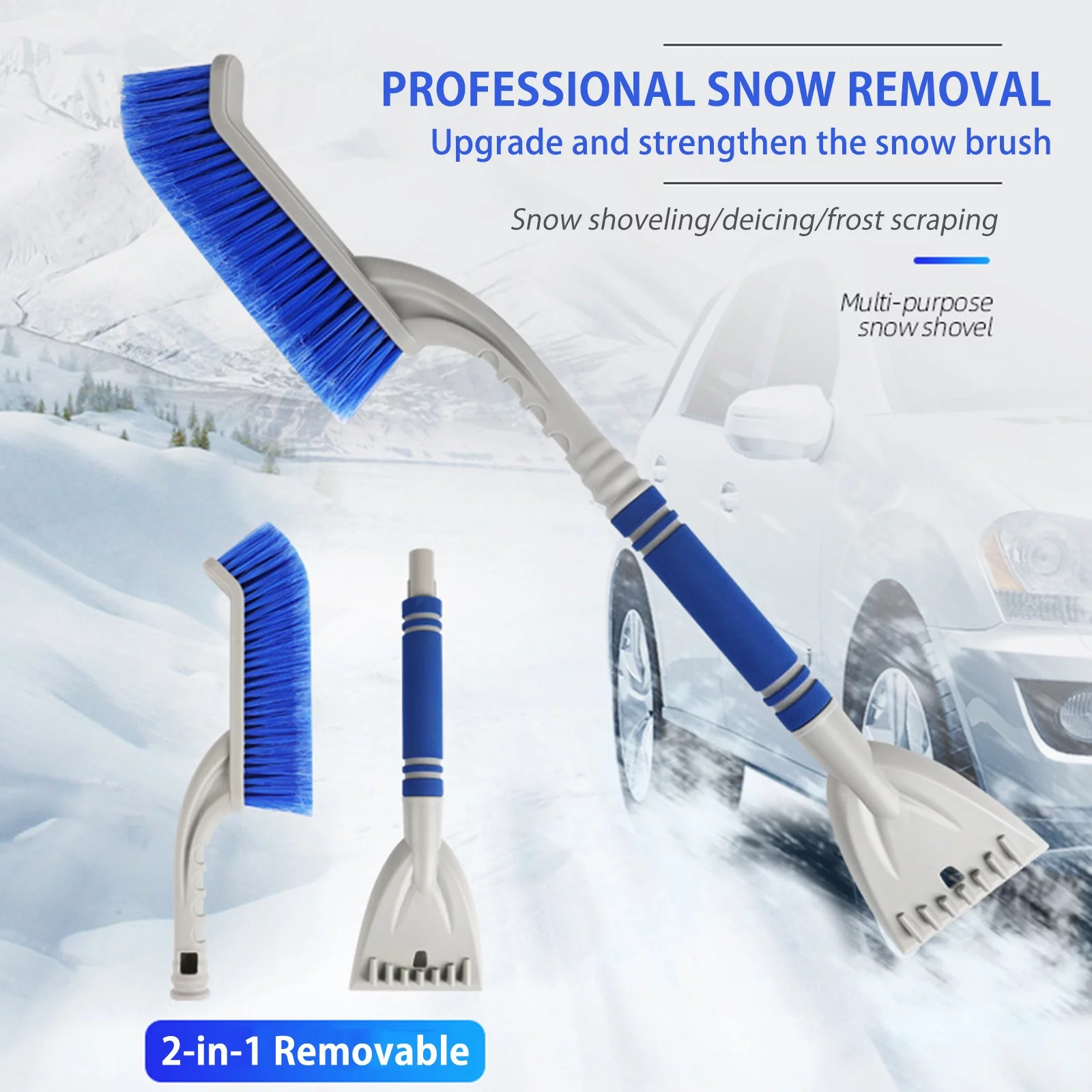 GBSELL Home Clearance Snow Shovel And Snow Brush Two in One, Winter Snow Clearing Tools, Snow Scraper Defrost Gifts for Women Men Mom Dad