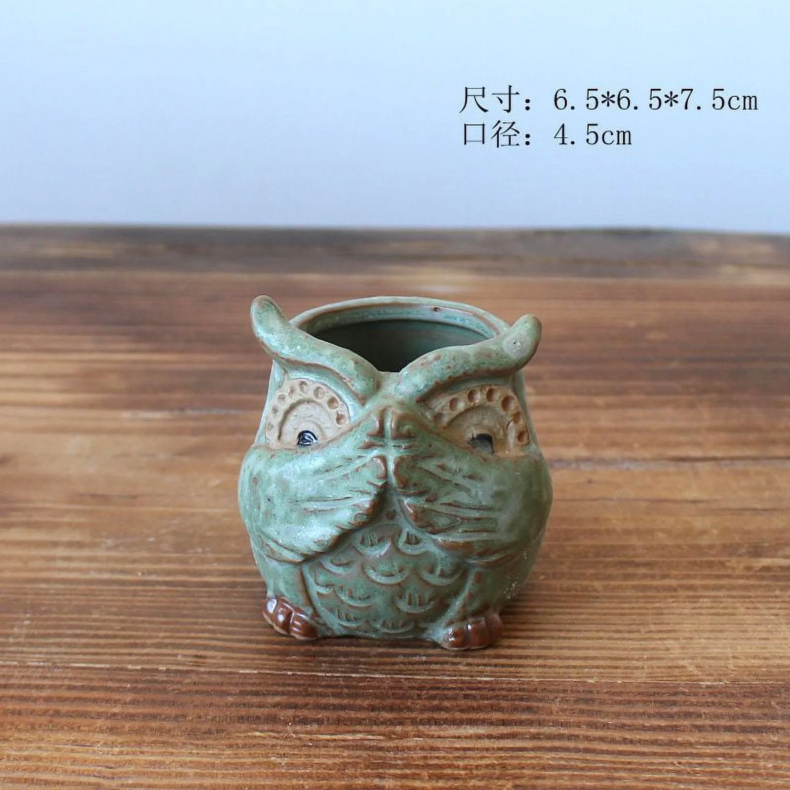 Kiln-Fired Glazed Ceramic Owl Succulent Planter - Succulent Thumb Pot - Small Succulent Plant Pot