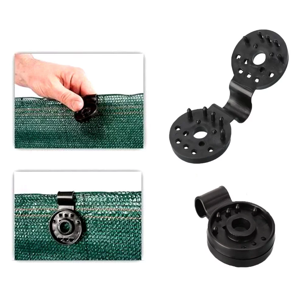 NUOLUX 2 Bags 10pcs Sunshade Net Clip Greenhouse Shade Cloth Clips Plastic Instant Grommet Fence Shading Net Clips (Black)