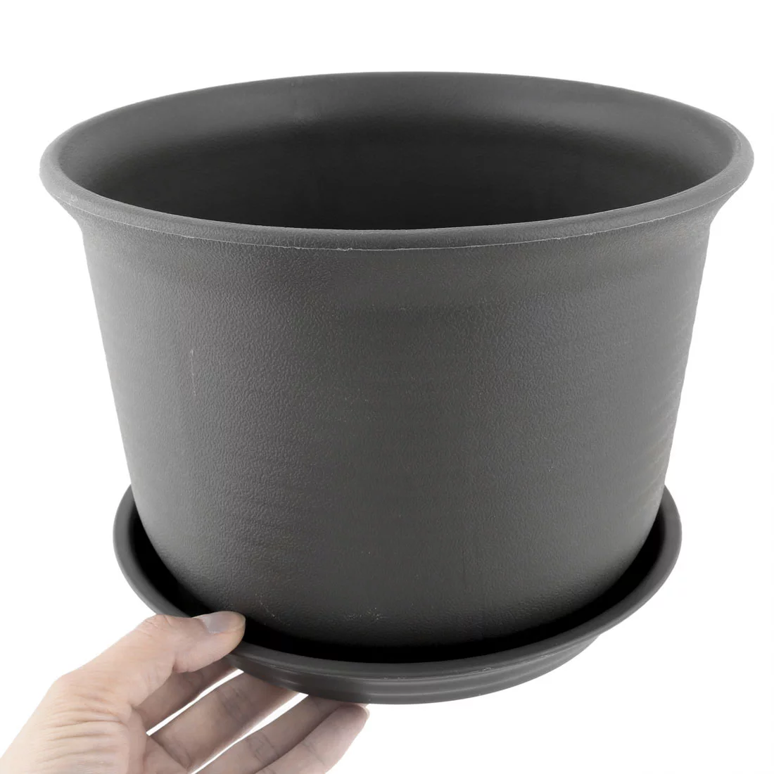 Uxcell Balcony Plastic Drainage Holes Flower Plant Pot Tray Holder Container Dark Gray