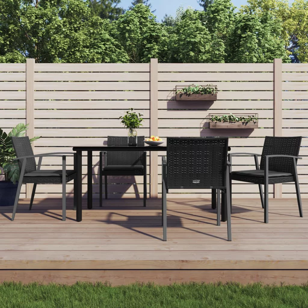 Anself 5 Piece Patio Dining Set with Cushions Poly Rattan and Steel